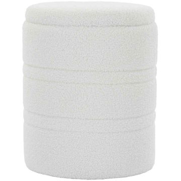 Sherpa storage box pouf with flip-up lid, white, 33 l