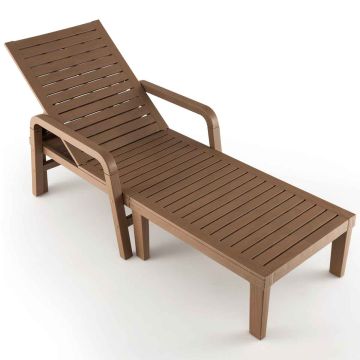 Chaise longue, 4-position backrest, Brown, 192/191/186/177 × 60 × 33/51/67/81 cm