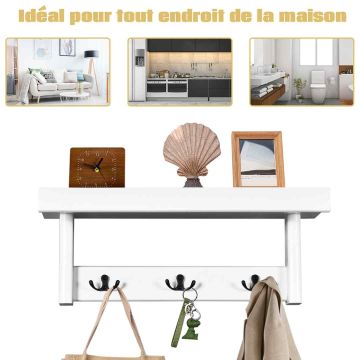 Wall-mounted clothes rack, 3 hooks, 52.07 × 15.24 × 17.78 cm