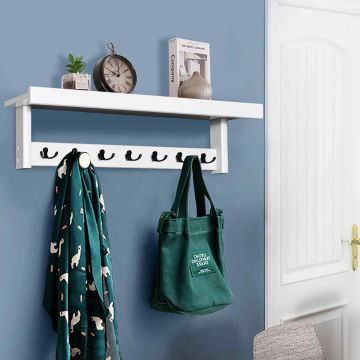 Wall-mounted clothes rack, 7 double hooks, 80 × 16 × 18 cm