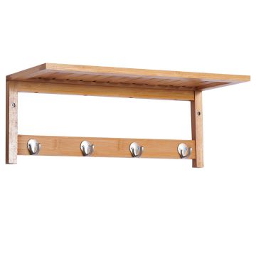 Wall-mounted clothes rack, with shelf, 4 hooks, 50 × 16 × 17.5 cm