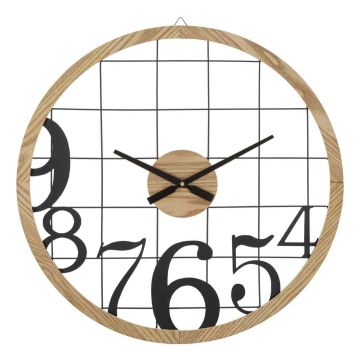Sieninis laikrodis Numbers, Juodas ir rudas, Ø 60 × 2,5 cm