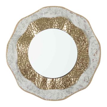 Sieninis veidrodis Shai Light, Auksinė ir kreminė, Ø 54,5 × 4,5 cm