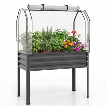 Šiltnamio rinkinys su kojelėmis ir PE uždangalu, 81 cm, pilkas