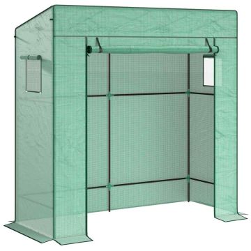 Greenhouse, with roll-up doors and mesh windows, 196 × 77 × 197 cm