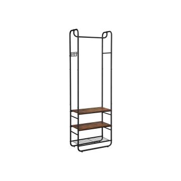 Viršutinių drabužių kabykla ir batų suoliuku HSR81BX 58 x 28 x 181 cm., rudos/juodos spalvos