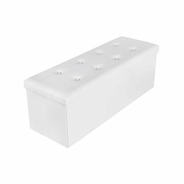 Sėdynė / daiktadėžė 110 cm, dirbtinė oda baltos spalvos