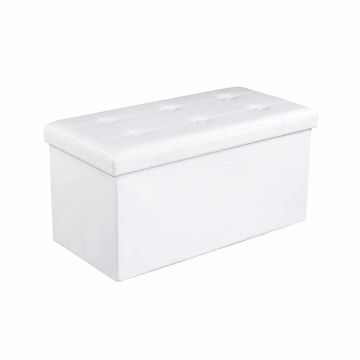 Sėdynė / daiktadėžė 76 cm, dirbtinės odos, baltos spalvos