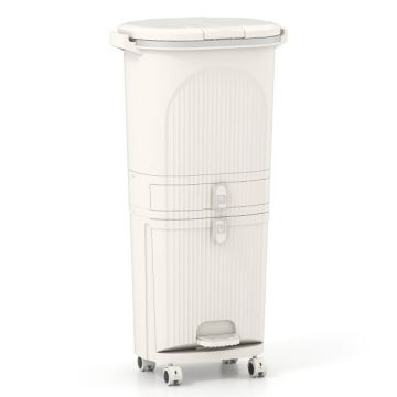 Waste bin, 3 compartments, 38 l, 4 l drawer, Sand, 43 × 82.5 × 29 cm