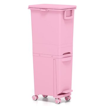 Trash bin, 3 in 1, 3 compartments, Pink, 36 × 25 × 84 cm