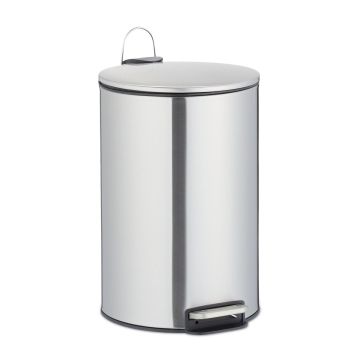 Šiukšliadėžė Relaxdays, 12 l, su pedalu, Sidabrinė, 38 × 25 × 30 cm