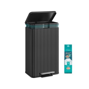 Šiukšliadėžė SONGMICS, 50 l, su pedalu, Juoda, 40,3 × 62,5 × 33,6 cm