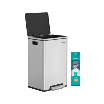 Šiukšliadėžė SONGMICS LTB595, 50 l, su pedalu, Sidabrinė, 41,6 × 37,2 × 64,7 cm