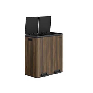 Šiukšliadėžė SONGMICS LTB60NL, 2 talpos po 30 l, Ruda, 59 × 65,2 × 36,5 cm