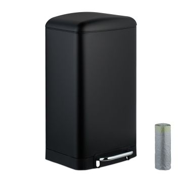 Šiukšliadėžė virtuvei Relaxdays, 30 l, Juoda, 34 × 60,5 × 31 cm
