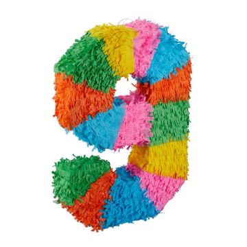 Skaičiaus formos pinjata Relaxdays, skaičius 9, 35,5 × 50,5 × 7,5 cm