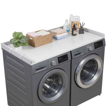 Washing machine and dryer countertop VEVOR XYTM0929GY, 2 double hooks, Gray, 137 × 69.9 × 6.9 cm