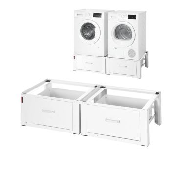 Washing machine stand VEVOR S06-2, 2 pcs. with drawers, White, 1290 × 550 × 310 mm