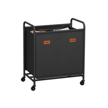 Skalbinių krepšelis SONGMICS RLS210B01, 2 skyriai, 140 l, Juoda, 59 × 40 × 91 cm