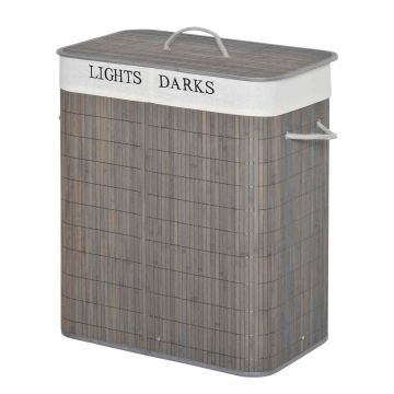 Skalbinių krepšys 100L Homcom 52x32x63cm., pilkos/baltos spalvos