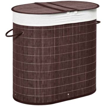 Skalbinių krepšys 100L Homcom 62,5x37x60,5cm., rudos/baltos spalvos