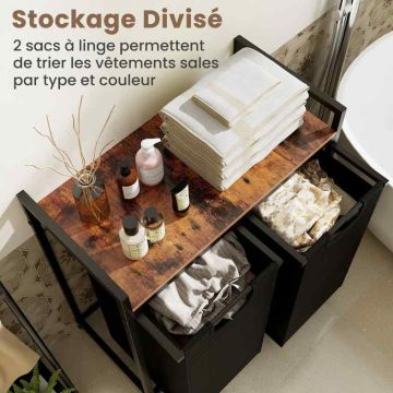 Laundry basket, 2 pull-out baskets, 73 × 72 × 33 cm