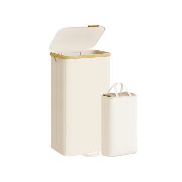 Корзина для белья SONGMICS, 100 л, с крышкой и съёмным мешком, Белая, 42 × 32 × 75 см