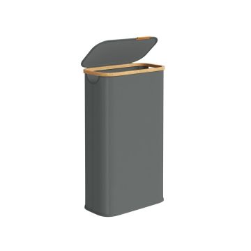 SONGMICS laundry basket, 40 l, with lid, Gray, 42 × 22.5 × 70.5 cm