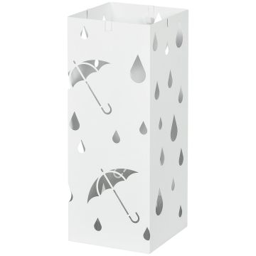 Skėčių stovas Homcom 15,5x15,5x40cm., baltos spalvos