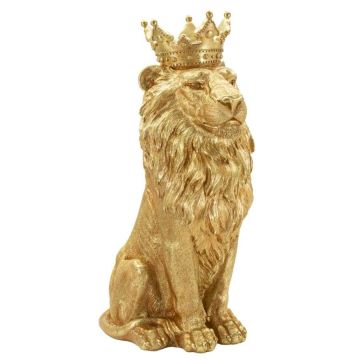 Skulptūra King Lion Shant, Auksinė, 30 × 74 × 42 cm