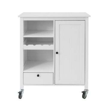 Virtuvinė spinta ant ratų 80x40x93cm., baltos/juodos spalvos