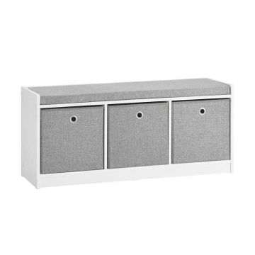 Prieškambario suolas 102x32x45cm., baltos/pilkos spalvos