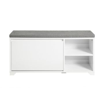 Prieškambario suolas 90x24x46cm., baltos/pilkos spalvos