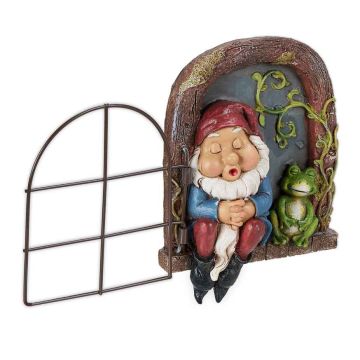 Sodo dekoracija Relaxdays 10043373.0, Su miegančiu nykštuku ir varle, 12 × 17 × 4,5 cm