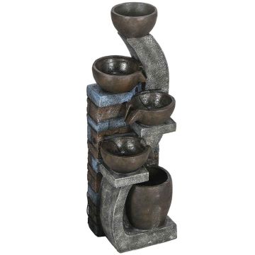 Garden fountain, 5 tiers, Grey/brown, 37 × 107 × 35 cm