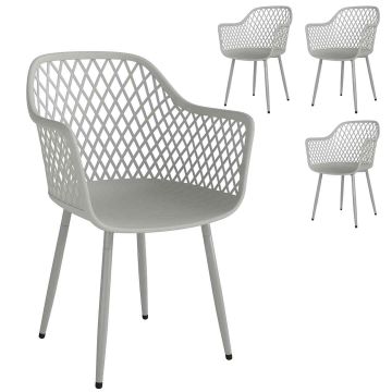 Garden chair set of 4, UV-resistant plastic, grey, 56 x 51 x 84 cm