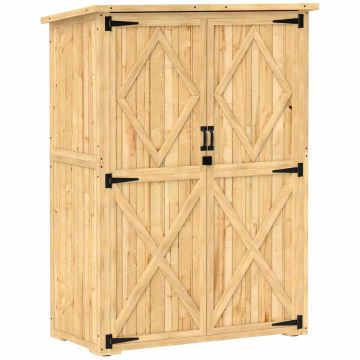 Garden tool shed, 2 shelves, 116.5 × 167 × 57 cm