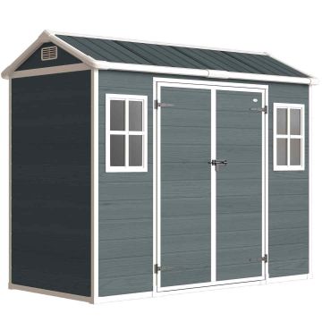 Garden shed, with double doors, Grey, 244 × 201 × 131 cm