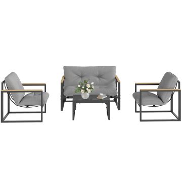 Garden furniture set, for 4 people, sofa, 2 armchairs and table