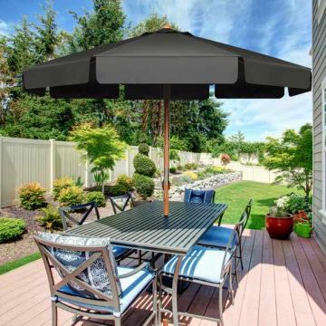 Garden umbrella, 8 ribs, Sand/grey, Ø 300 × 253 cm