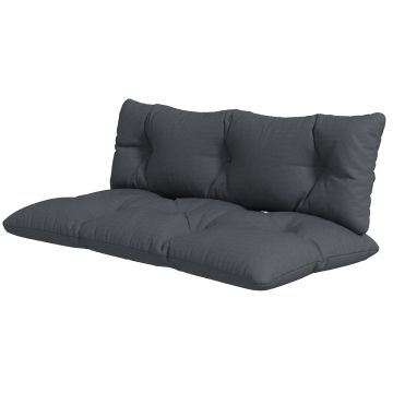Garden sofa cushions, set of 2, Grey, 120 × 60 × 15 cm