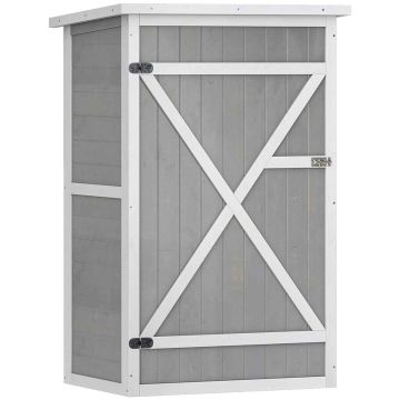 Sodo spintelė įrankiams Outsunny 75x56x115cm., pilkos/baltos spalvos