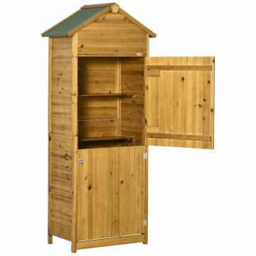 Sodo spintelė įrankiams Outsunny 79x49x191,5cm., šviesiai rudos spalvos