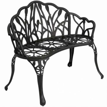 Садовая скамейка, двухместная, Чёрная, 99 × 78 × 57 см