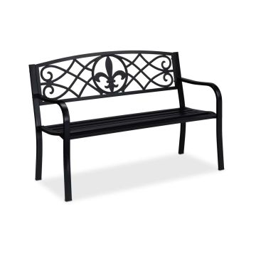 Sodo suoliukas Relaxdays 10030920.0, 2 asmenims, Juoda, 127 × 86 × 60 cm