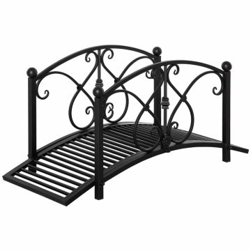 Garden bridge, with railing, Black, 102 × 48 × 49 cm