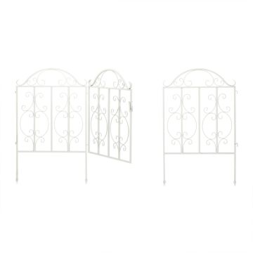 Sodo vartai Relaxdays 10036843.0, 3 dalių, Balti, 185 × 98,5 × 2,5 cm