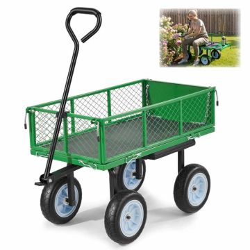 Садовая тележка VEVOR TC-500, С сиденьем, Зелёная, 86 × 46 × 22,5 см