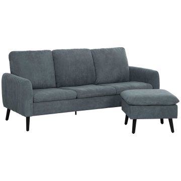 Диван с подставкой для ног Homcom 196x140x88 см, темно-серый.