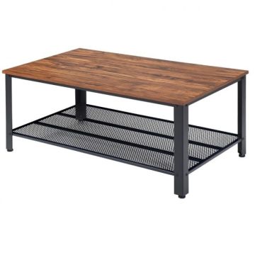 Šoninis kavos staliukas, 2 pakopos, Juoda/ruda, 106,68 × 45,72 × 59,69 cm